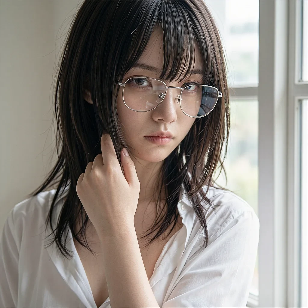 Square avatar of a fictional AI character smiling in daylight